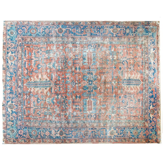Textile Early 20th Century Persian Heriz Rug For Sale - Image 7 of 15