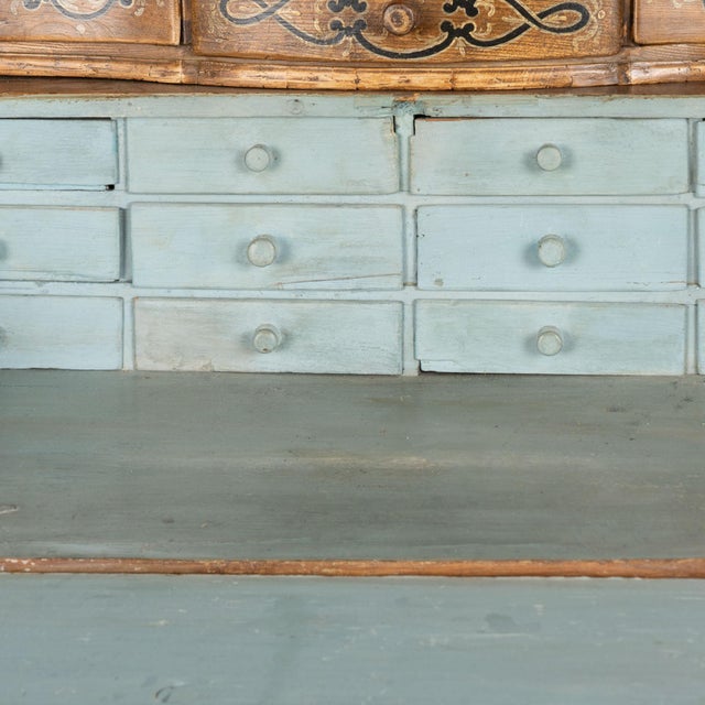 1778 Baroque Original Painted Tabernacle Secretary Writing Cabinet With St. George & Dragon For Sale - Image 9 of 13