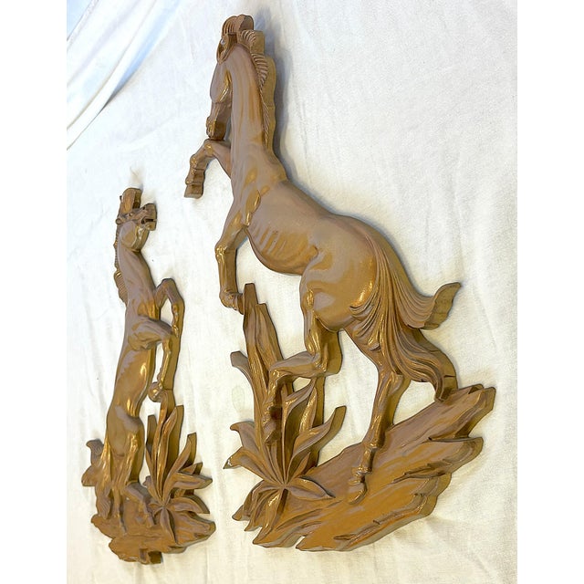 Mid 20th Century Vintage MCM Syroco Wood Rodeo Horses- A Pair For Sale - Image 5 of 12