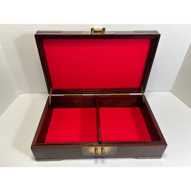 1970s Vintage Chinese Brass Wooden Two Sections Jewelry Box For Sale In Los Angeles - Image 6 of 9