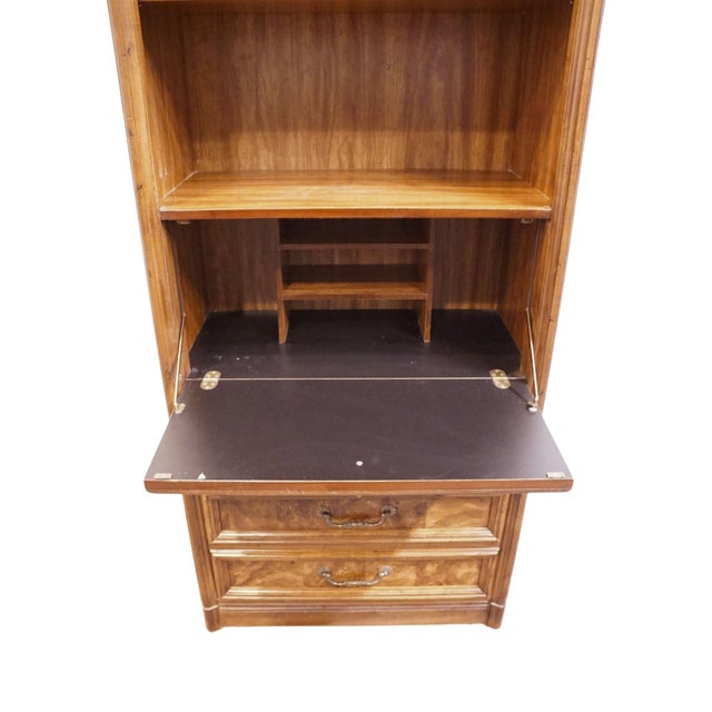 Wood Drexel Furniture Italian Provincial Burled Walnut 31" Secretary Bookcase / Wall Unit 530-810 For Sale - Image 7 of 16