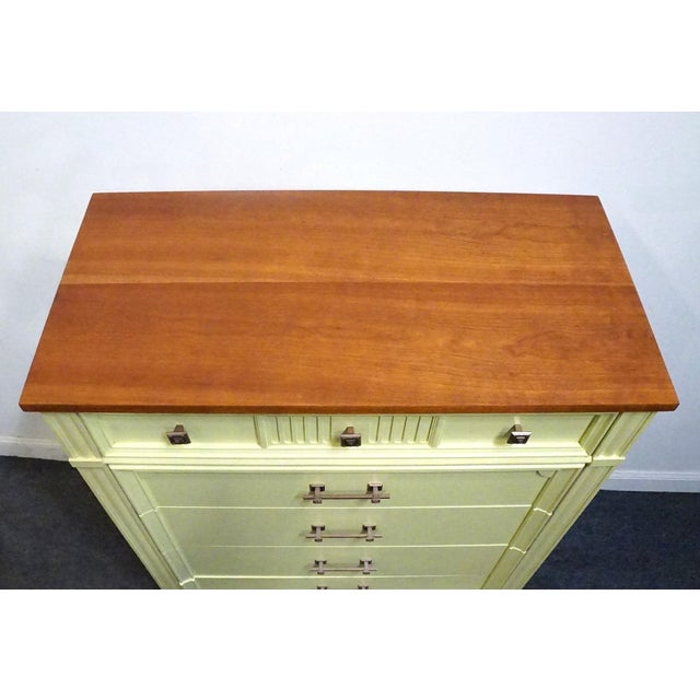 Bassett Furniture Ticino Collection Cream Painted 36" Chest of Drawers W. Solid Cherry Top 238-96-251 For Sale - Image 9 of 13