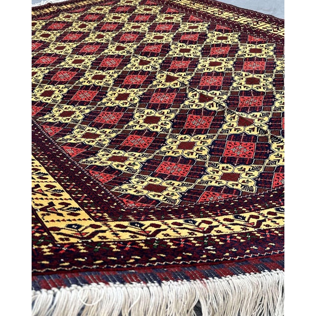 Afghan Aqcha Turkmen Hand-Knotted Wool Rug, 9'10" X 6'6" For Sale - Image 9 of 12