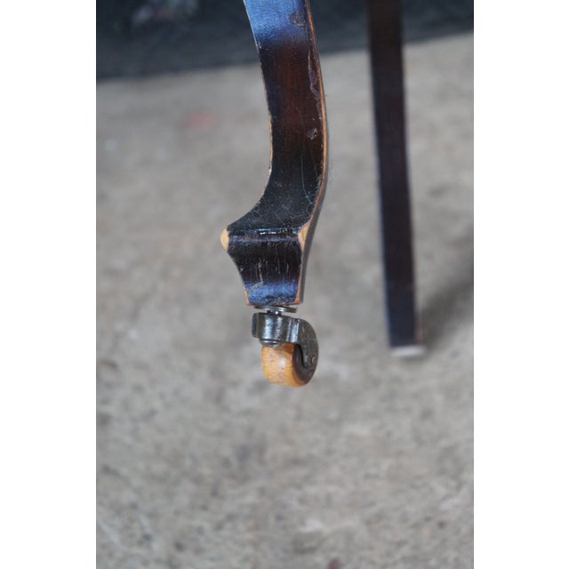 Antique English Edwardian Mahogany Needlepoint Nailhead Parlor Vanity Desk Chair For Sale - Image 12 of 12