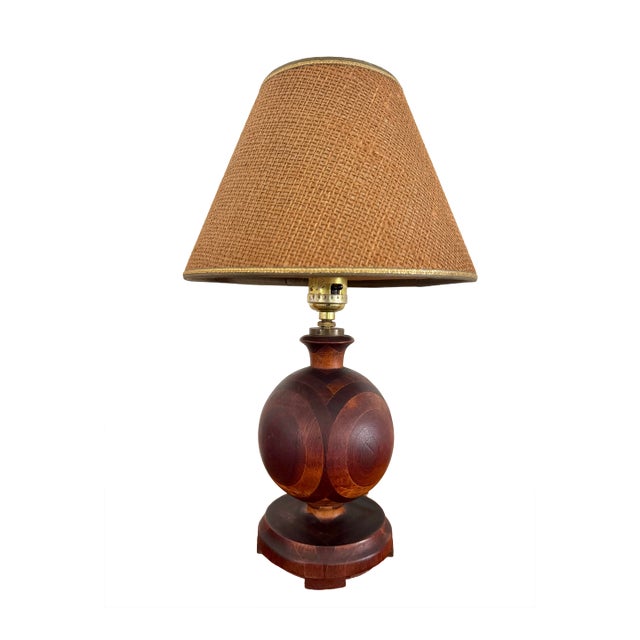 1950s Wooden Marquetry Studio Crafts Lamp For Sale