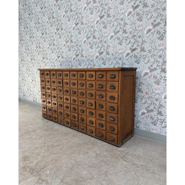 Industrial Oak Workshop Cabinet with Drawers, 1920s For Sale - Image 3 of 12