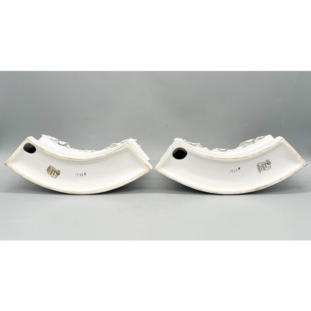 Italian White Glazed Ceramic Floral Double Candle Holders — Hollywood Regency / Neoclassical For Sale - Image 11 of 15