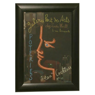 Vintage Original Jean Cocteau Authentic Stone Lithographic Poster Custom Framed For Sale