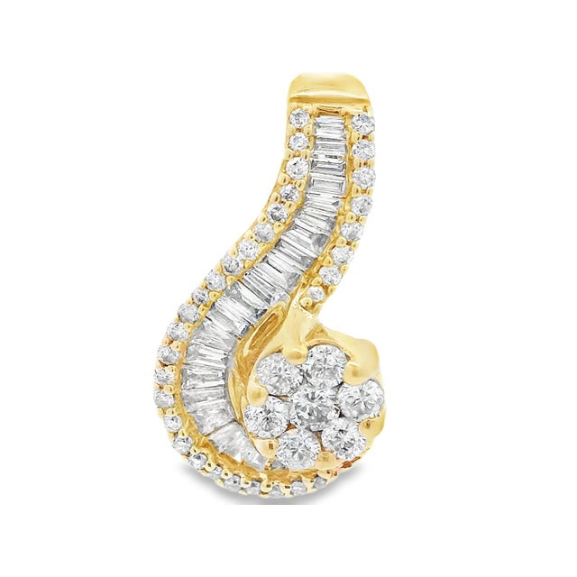 White 1990s 14k Yellow Gold Diamond Swirl Pendant For Sale - Image 8 of 8