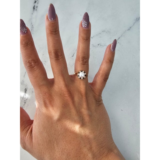 ♥ Ring Summary ♥ Main Stone: Pearl, Diamond & Sapphire Approx. Carat Size: .36cttw Sapphire Carat Weight: .23ct Diamond...