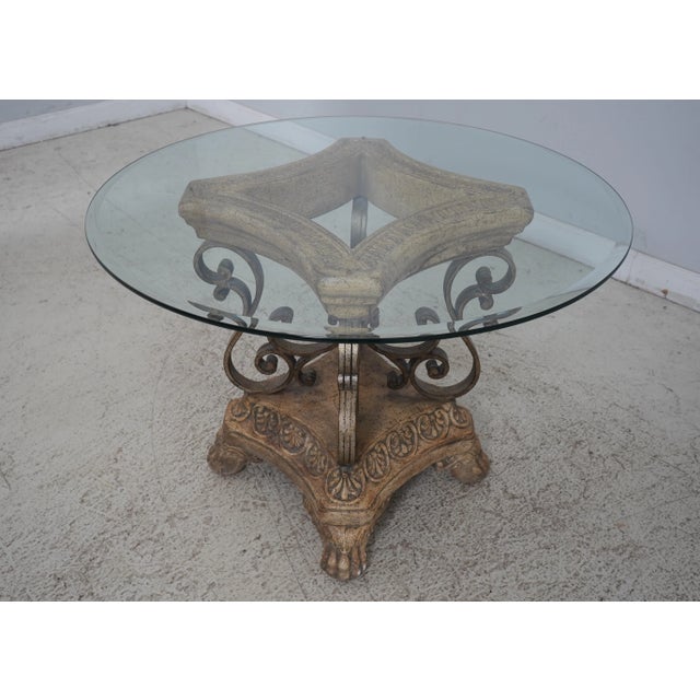 Age: Approx: 20 Years Old Details: Continental European Style Scrolled Iron Center Can Be Used As Center Or Dining Table...