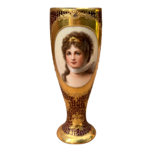 Antique German Royal Vienna Wagner Portrait Vase