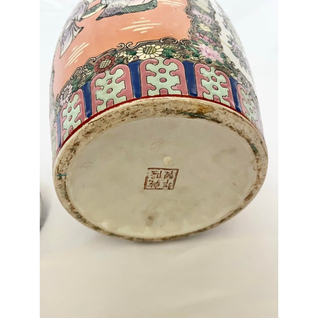 Vintage Chinoiserie Ginger Jar – Hand-Painted With Figures & Florals For Sale - Image 9 of 10
