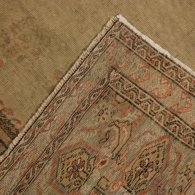 Antique Kayseri Traditional Tan Beige Wool Rug 4′2″ × 5′9″ For Sale In New York - Image 6 of 7