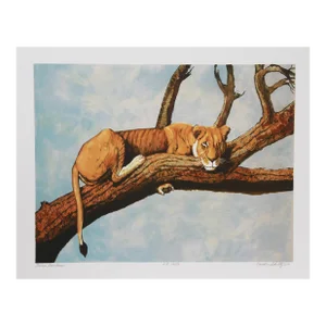 1970s "Lioness Sambaru" Lithograph by Caroline Schultz