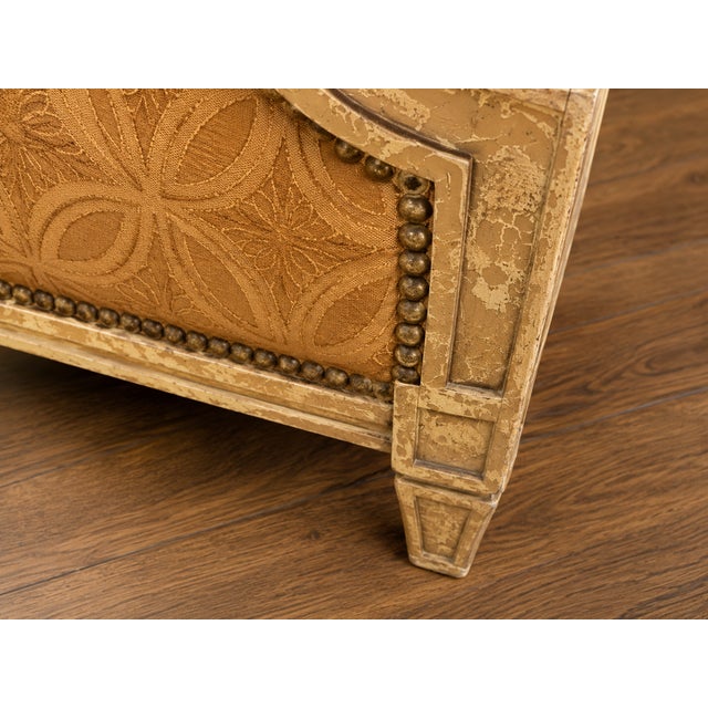 Camel Vintage Wesley Hall Distressed Painted Sofa With Exposed Cross-Back Frame For Sale - Image 8 of 11