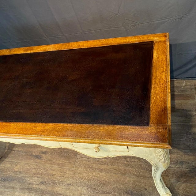 French Provincial Louis XV Style Paint Decorated Writing Desk For Sale - Image 12 of 14