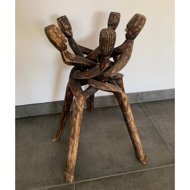 A large, African, carved wood, intricately interlocking unity stand. This wonderful object has been hand carved in Ghana...