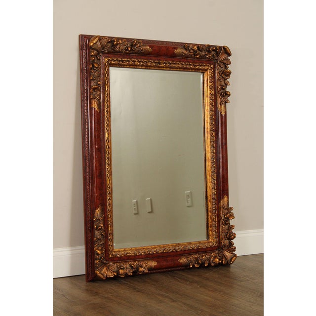 Italian Rococo Style Partial Gilt Carved Frame Wall Mirror For Sale - Image 9 of 12