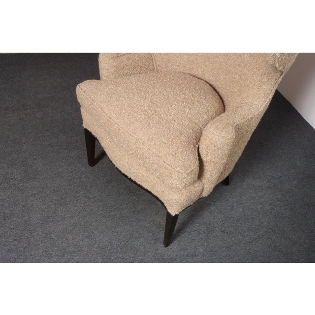 Deco Mahogany and Bouclé Wingback Chair by Edward Wormley for Dunbar Model 103b For Sale - Image 13 of 18