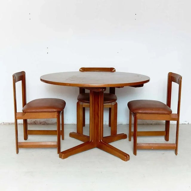Wooden Chairs and Dining Table by Guillaumes, 1960s, Set of 3 For Sale - Image 3 of 14