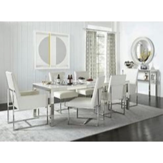 Mitchell Gold + Bob Williams White Quartz Dining Table W/ Chrome Base 84” For Sale - Image 10 of 10