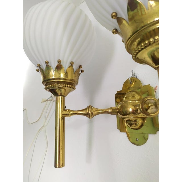 Large Wall Light in Glass and Brass by Angelo Lelli for Arredoluce, 1961 For Sale - Image 11 of 15