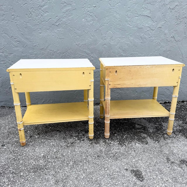 1960s Vintage Coastal Faux Bamboo Nightstands by Thomasville - A Pair For Sale - Image 5 of 12