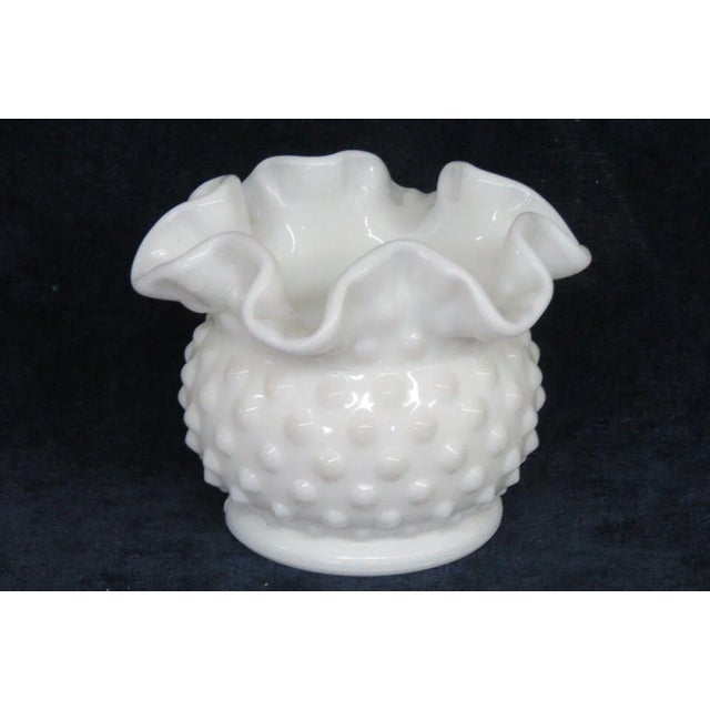 Fenton Hobnail White Milk Glass Ruffle Rim Small Vase For Sale - Image 10 of 10