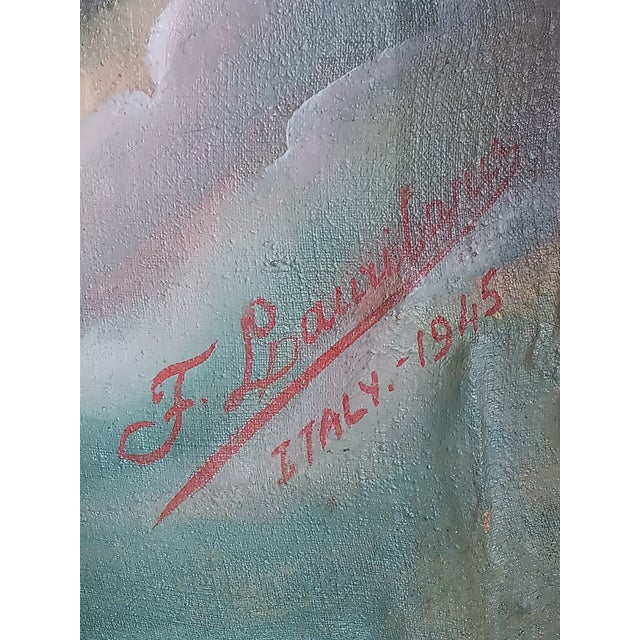 Vintage Italian Portrait Oil Painting Framed and Signed For Sale - Image 11 of 11