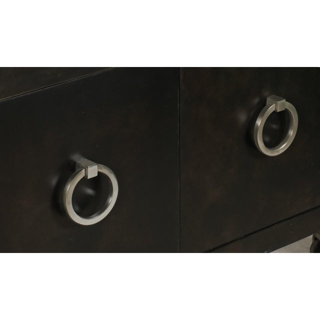 Black Vintage Custom Modernist Goatskin Parchment-Veneered Credenza For Sale - Image 8 of 10