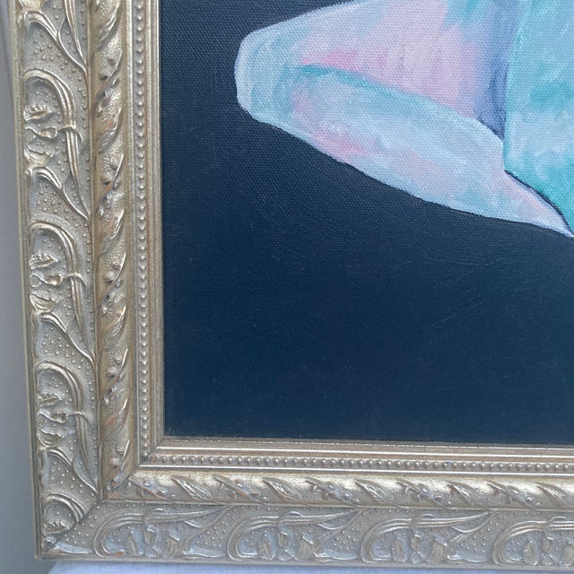 Textile Mid-Century Ballet Dancers Oil Painting by C. D. Walsh - Ornate Gold Frame For Sale - Image 7 of 12
