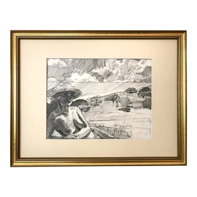 Nude Woman in a Landscape Original Drawing by Darren Jekel California Artist For Sale In New York - Image 6 of 6