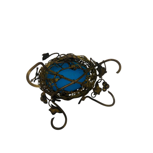 Antique French Ormolu Mounted Blue Opaline Egg Form Covered Box For Sale - Image 9 of 11