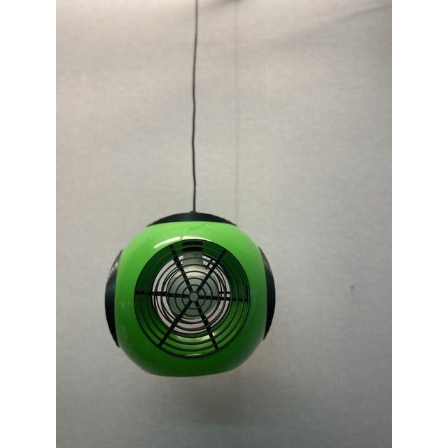 Plastic Vintage Ufo Ceiling Lamp in Green Plastic and with Black Grids from Massive Lighting, 1970s For Sale - Image 7 of 18