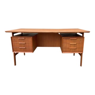 Vintage Danish Modern Omann Jun Teak Executive Desk For Sale