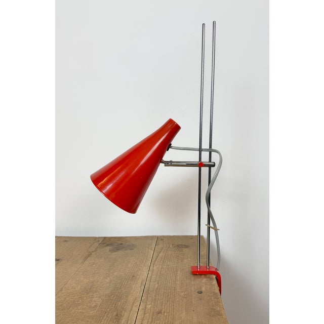 Vintage Red Table Lamp by Josef Hůrka for Lidokov, 1960s For Sale - Image 6 of 18