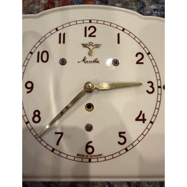 1930s German Mauthe Art Deco Glazed Ceramic Wall Clock For Sale - Image 13 of 16