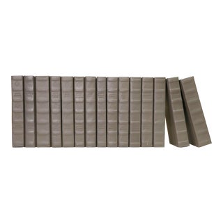 Decorative Books - Smoke Rebound Leather - Grey Books By The Foot For Sale