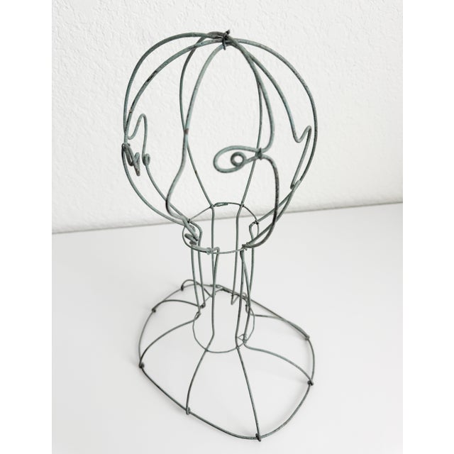 Verdigris 16" Wire Bust in the Style of Alexander Calder, Late 20th Century For Sale - Image 8 of 14