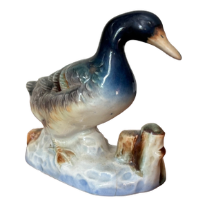 Mid 20th Century Japanese Blue Porcelain Duck Figurine