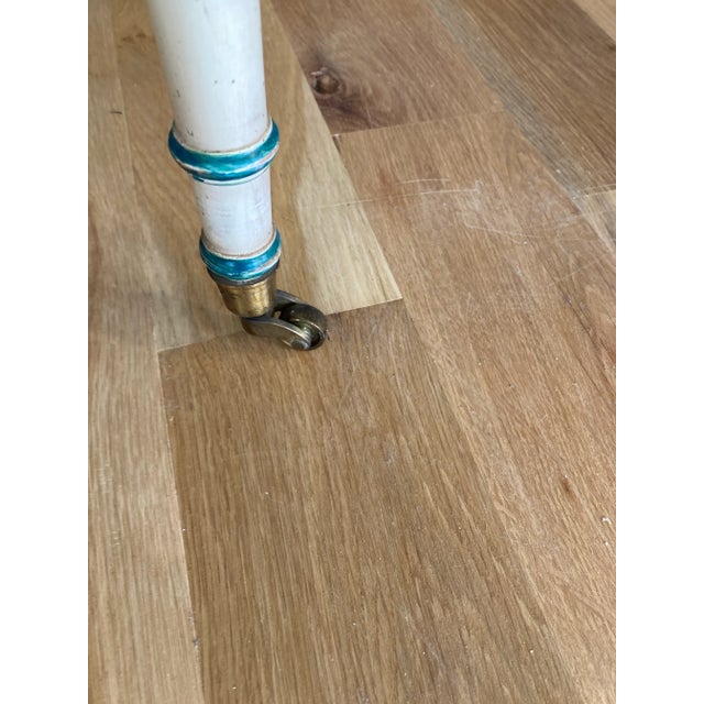 Wood Vintage Italian Painted Console Table With Pink Marble Inset and Brass Casters For Sale - Image 7 of 12