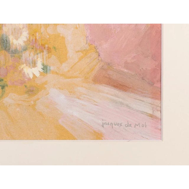 Lady with Flowers, Gouache on Cardboard, Framed For Sale - Image 6 of 10