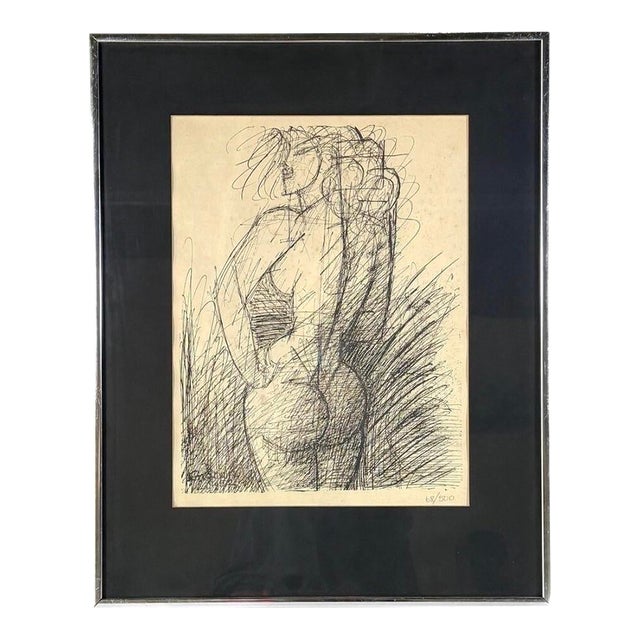 Mid 20th Century Abstract Expressionist Lithograph by Marcel Gromaire 1952 “Standing Nude” For Sale