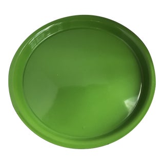 Large Round Enamelware Tray With Black Edge For Sale