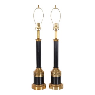 Black Neo-classical Table Lamps - A Pair For Sale
