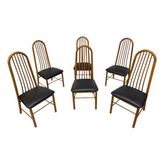 Vintage Danish Modern Teak Spindle Back Dining Chairs - Set of 6 For Sale
