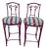 2 Vintage Chinese Chippendale Regency Side Chair Counter Stools Aluminum Bamboo For Sale