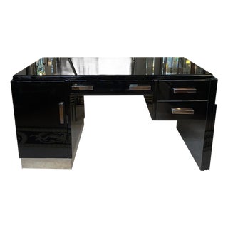 Vintage Art Deco Desk in Black, 1930 For Sale