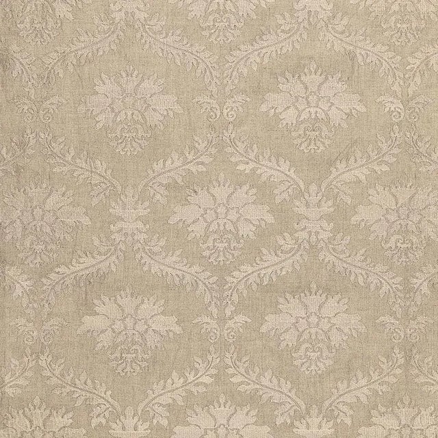 Sample - Schumacher Valbonne Linen Embroidery Fabric in Greige For Sale